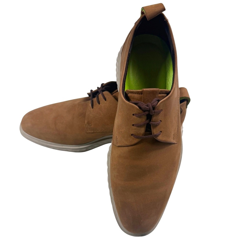 ECCO Mens‎ ST.1 Hybrid Lite Cognac Brown Nubuck Leather Derby Shoes Size 42 US 8
